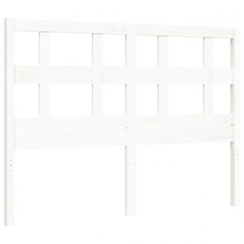 Massivholzbett mit Kopfteil Weiß 140x190 cm