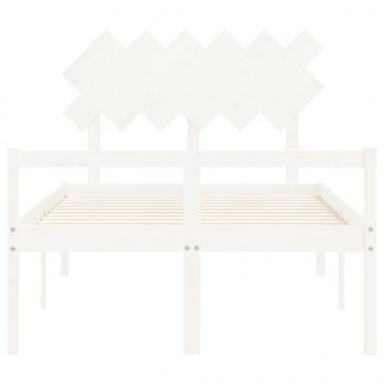 Seniorenbett mit Kopfteil Weiß Massivholz