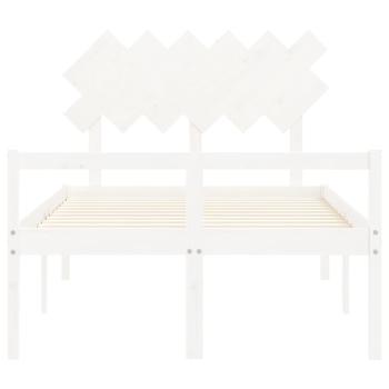 Seniorenbett mit Kopfteil 120x200 cm Weiß Massivholz