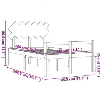Seniorenbett mit Kopfteil 140x200 cm Massivholz