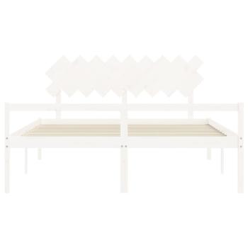 Seniorenbett mit Kopfteil Weiß Super Kingsize Massivholz