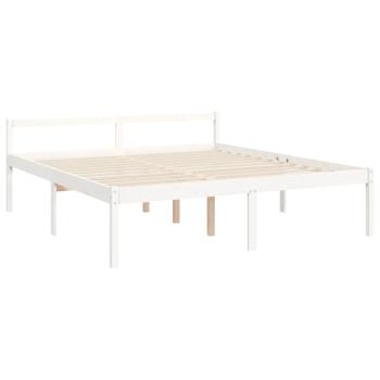 Seniorenbett mit Kopfteil Weiß Super Kingsize Massivholz