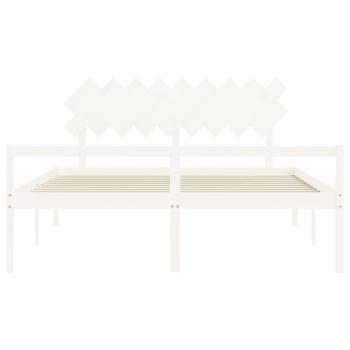 Seniorenbett mit Kopfteil Weiß Super Kingsize Massivholz