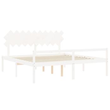 ARDEBO.de - Seniorenbett mit Kopfteil 200x200 cm Weiß Massivholz