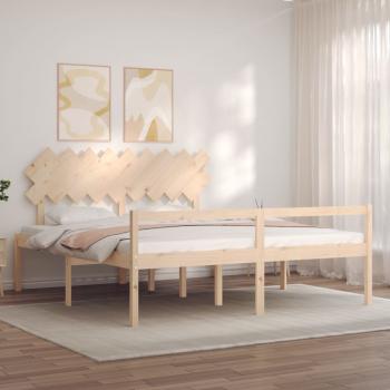 Seniorenbett mit Kopfteil Super Kingsize Massivholz