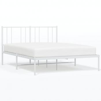 Bettgestell mit Kopfteil Metall Weiß 160x200 cm