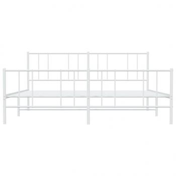 Bettgestell mit Kopf- und Fußteil Metall Weiß 200x200 cm