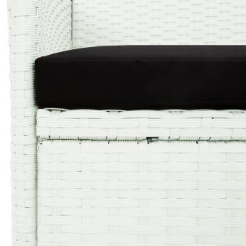 5-tlg. Garten-Essgruppe mit Kissen Weiß Poly Rattan