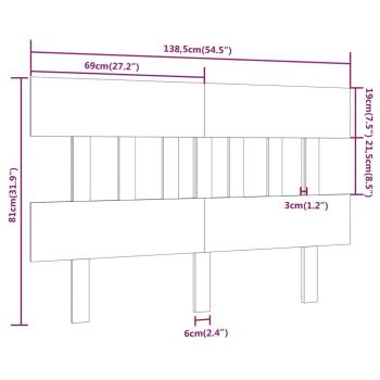 Bett-Kopfteil Schwarz 138,5x3x81 cm Massivholz Kiefer