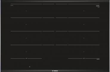 Bosch PXY875DC1E Autarkes Induktionskochfeld, Glaskeramik, 80 cm breit, Edelstahl-Rahmen, Sensor-Tasten