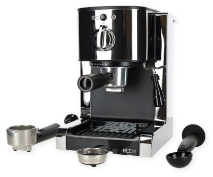 BEEM Perfect Espresso Siebträgermaschine, mit Kapseleinsatz, 20bar, 1,25L, silber/schwarz (03260)