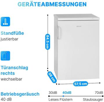 Bomann GS 2196.1 Stand Gefrierschrank, 56 cm breit, 85 L, 3 Gefrierschubladen, Stufenlose Temperaturregelung, weiß (721960)