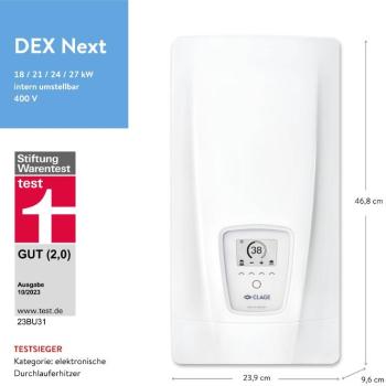 Clage DEX Next elektronischer Durchlauferhitzer, 18-27kW, EEK:A, Smarthome, MPS, weiß