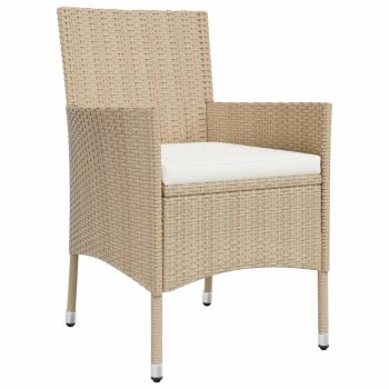 5-tlg. Garten-Essgruppe mit Kissen Beige Poly Rattan