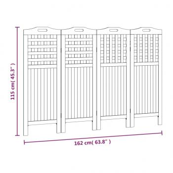4-tlg. Paravent 162x2x115 cm Massivholz Akazie
