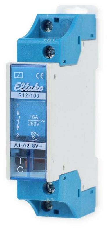 ARDEBO.de Eltako R12-100-8V Schaltrelais, elektromechanisch, 8V, mit Handbetätigung und Schaltstellungsanzeige (22100010)