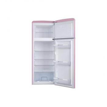 Amica KGC 15636 P Retro-Kühl-Gefrierkombination, 55 cm breit, 144 cm hoch, 206 L, Automatische Abtauung, FrostControl, 3 Ablagen, cupcake pink