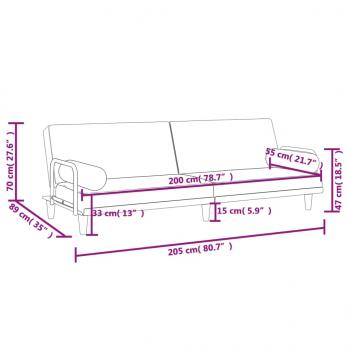 Schlafsofa mit Armlehnen Taupe Stoff