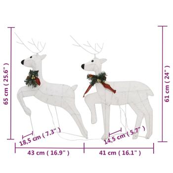 Rentier mit Schlitten Weihnachtsdekoration 100LEDs Outdoor Weiß
