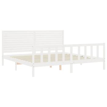 Massivholzbett mit Kopfteil Weiß 200x200 cm
