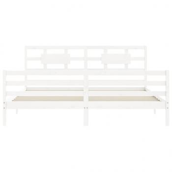 Massivholzbett mit Kopfteil Weiß 200x200 cm