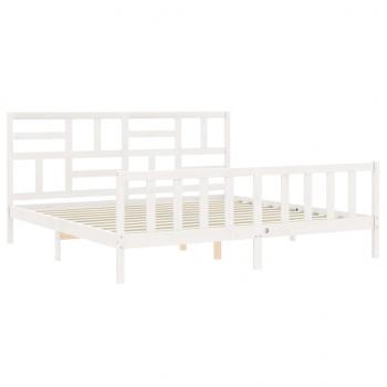 Massivholzbett mit Kopfteil Weiß 200x200 cm