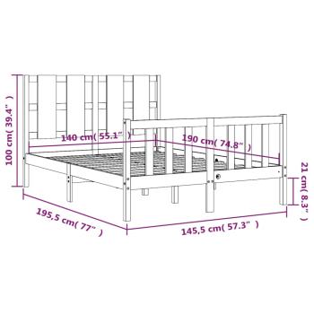 Massivholzbett mit Kopfteil Weiß 140x190 cm