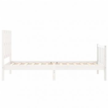 Massivholzbett mit Kopfteil Weiß 90x200 cm