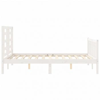 Massivholzbett mit Kopfteil Weiß 140x190 cm