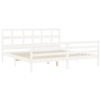 Massivholzbett mit Kopfteil Weiß 200x200 cm