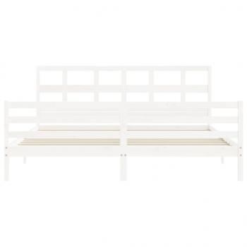 Massivholzbett mit Kopfteil Weiß 200x200 cm