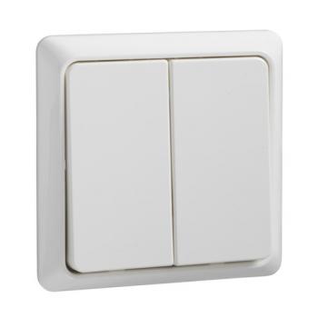 Schneider / Elso 506354 Zweifachtaster 42V/1A Aufputz flach RENOVIERUNG reinweiß