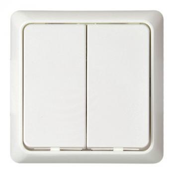 Schneider / Elso 506354 Zweifachtaster 42V/1A Aufputz flach RENOVIERUNG reinweiß