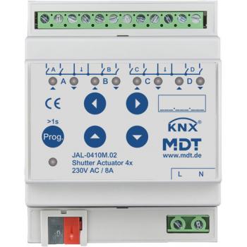 MDT technologies JAL-0410M.02 Jalousieaktor 4-fach mit Fahrzeitmessung, 4TE, REG, 8 A, 230 V AC