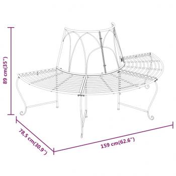 Baumbänke Halbrund 2 Stk. Ø159 cm Schwarz Stahl