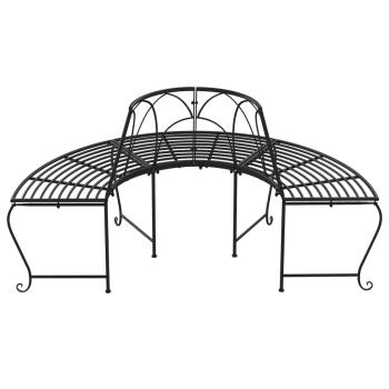 Baumbänke Halbrund 2 Stk. Ø159 cm Schwarz Stahl