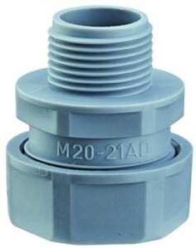 ARDEBO.de Flexa Kunststoffverschraubung gerade, Polypropylen grau, Außengewinde metrisch, kleine VPE, AD 21, M 20 x 1,5, 10 Stck. (USK-M AD21 M20)