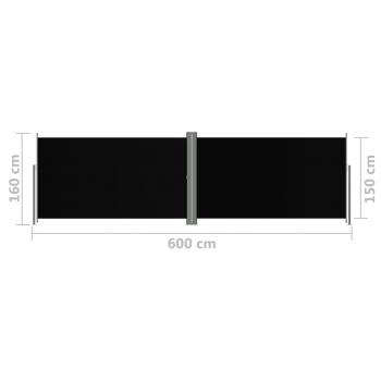 Seitenmarkise Ausziehbar Schwarz 160x600 cm
