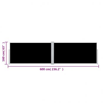 Seitenmarkise Ausziehbar Schwarz 160x600 cm
