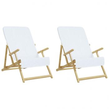 Strandtücher 2 Stk. Weiß 60x135 cm Stoff 400 GSM
