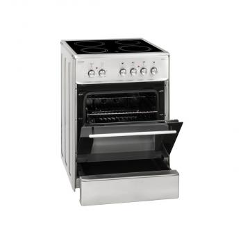 Exquisit ECM6-4 Inox EEK: A Elektro-Standherd, Glaskeramik, 60 cm breit, Grill, Umluft, Edelstahl