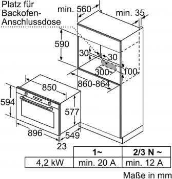 Bosch VBD5780S0 Serie 6 EEK: A+ Einbaubackofen, 90 cm breit, 112 Liter, Pyrolyse, Heißluft, edelstahl