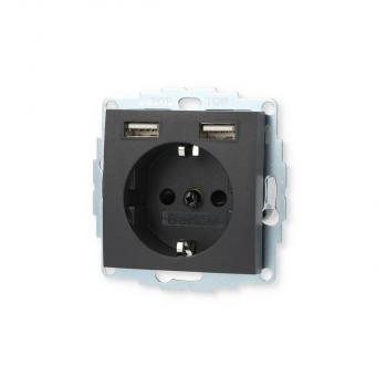 Berker 48031606 Steckdose SCHUKO/USB, B.3/B.7, anthrazit matt
