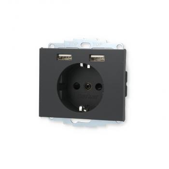 Berker 48037006 Steckdose SCHUKO/USB, K.1, anthrazit matt, lackiert