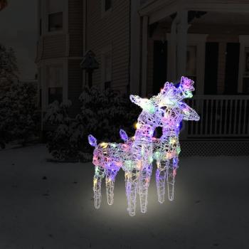ARDEBO.de - LED-Rentiere 2 Stk. Mehrfarbig 80 LEDs Acryl