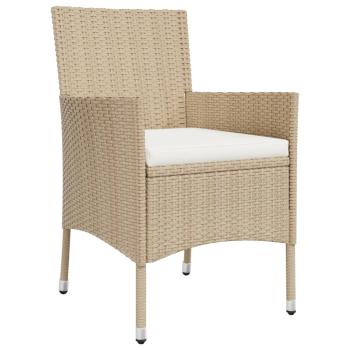 9-tlg. Garten-Essgruppe mit Kissen Beige Poly Rattan