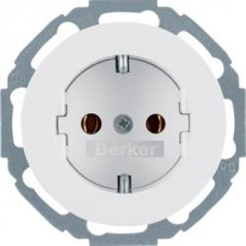 ARDEBO.de Berker 47552089 Steckdose SCHUKO mit erhöhtem Berührungsschutz, Serie R.Classic, polarweiß glänzend