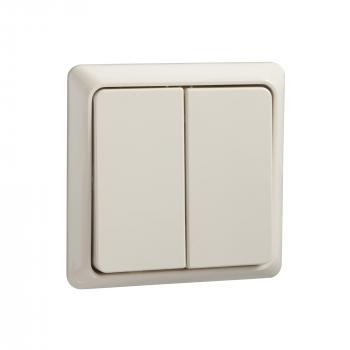 ARDEBO.de Elso 506390 Doppeltaster 42V/1A Aufputz flach, Renovierung, perlweiß