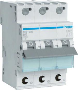ARDEBO.de Hager MBS316 Leitungsschutzschalter, Sicherungsautomat, 3-polig, 6kA, B-Charakteristik, 16A