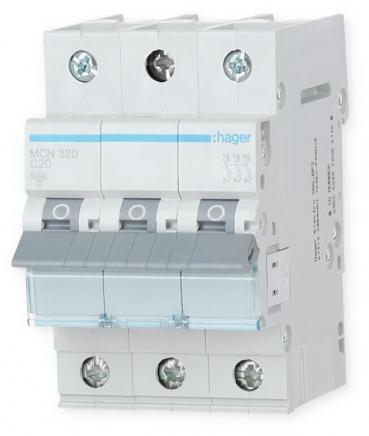 ARDEBO.de Hager MCN320 Leitungsschutzschalter 3 polig 6kA C-Charakteristik 20A 3 Module